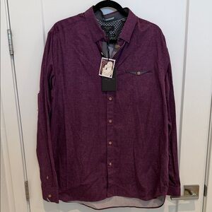 NWT Ted Baker Men’s LS Micro Dot Purple Button up Ted Size 6 US size 2 XL $155
